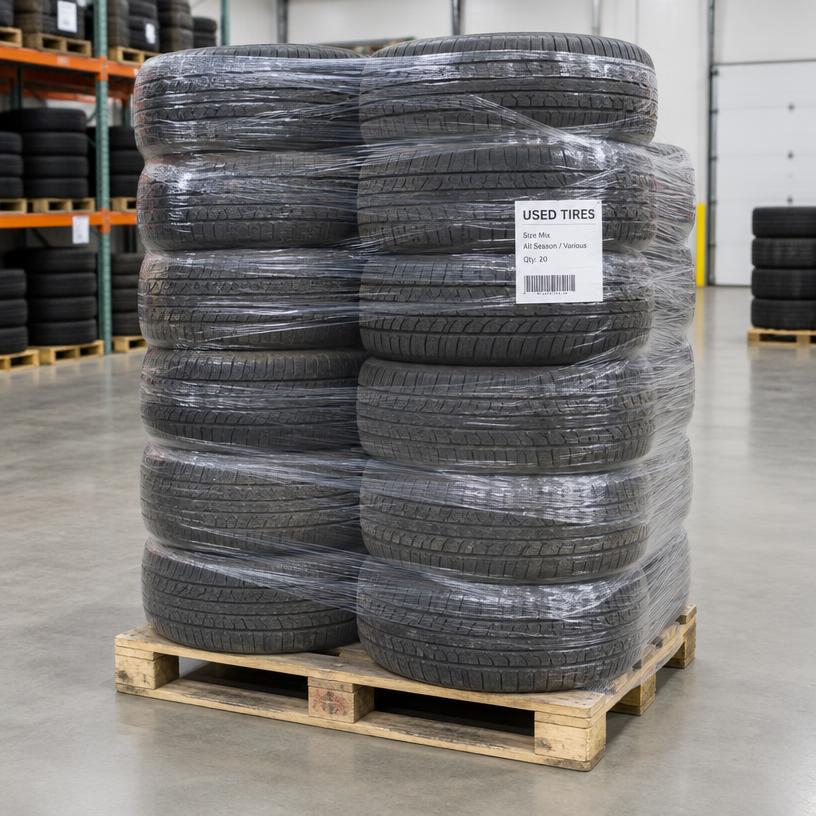 Used Car Tire Pallets – Mixed 14"–15" wholesale